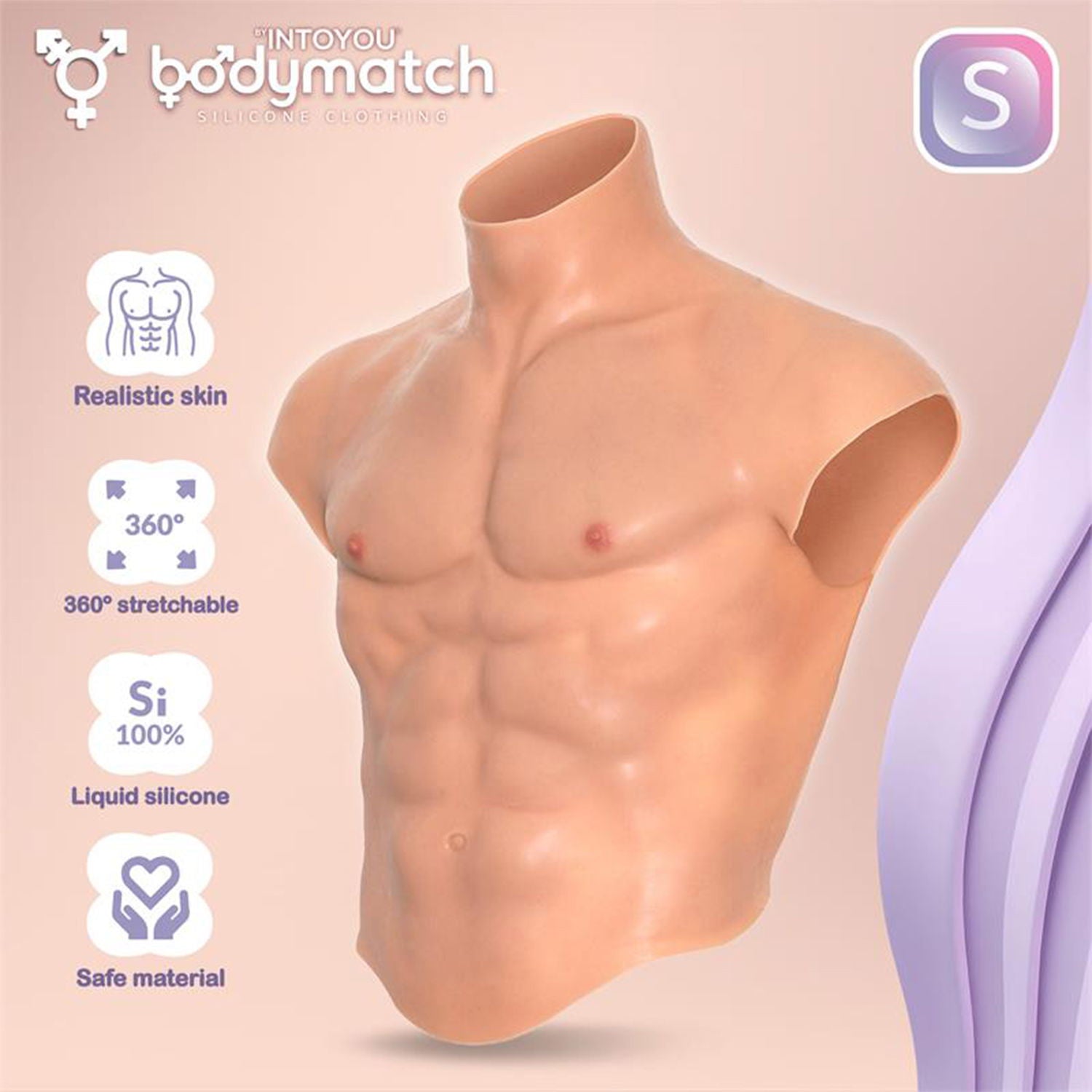 Bodymatch - Boomax - Hyperrealistisch Siliconen Mannelijk Bovenlichaam - Lichte Huidskleur-Erotiekvoordeel.nl