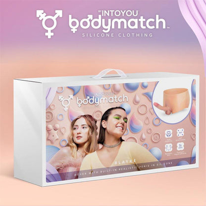 Bodymatch - Blayke - Bodysuit met Geïntegreerde Siliconen Penis - One Size - Lichte Huidskleur-Erotiekvoordeel.nl