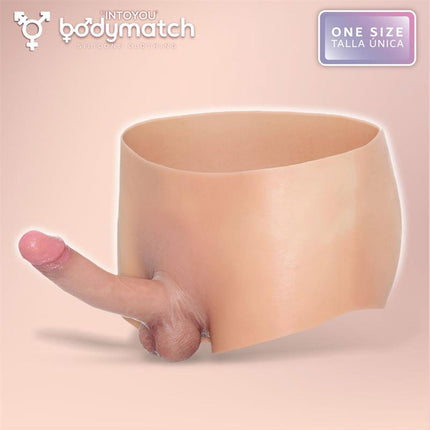 Bodymatch - Blayke - Bodysuit met Geïntegreerde Siliconen Penis - One Size - Lichte Huidskleur-Rimbastore.com