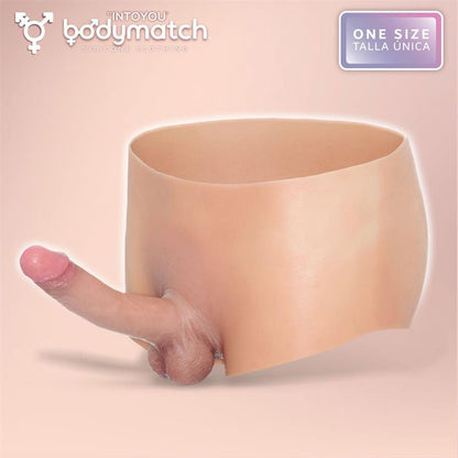 Bodymatch - Blayke - Bodysuit met Geïntegreerde Siliconen Penis - One Size - Lichte Huidskleur-Erotiekvoordeel.nl