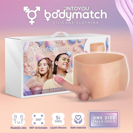Bodymatch - Blayke - Bodysuit met Geïntegreerde Siliconen Penis - One Size - Lichte Huidskleur-Rimbastore.com