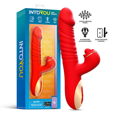 Intoyou - Ascen - Rabbit Vibrator - Stotende en Oscillerende Rabbit Vibrator met App Control - Rood-Erotiekvoordeel.nl