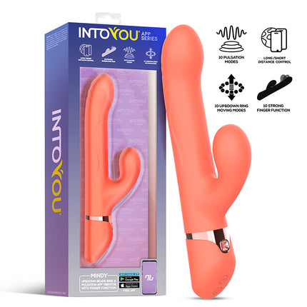Intoyou - Mindy - Tapping Rabbit Vibrator met Klop-functie en App - Koraal Oranje-Erotiekvoordeel.nl