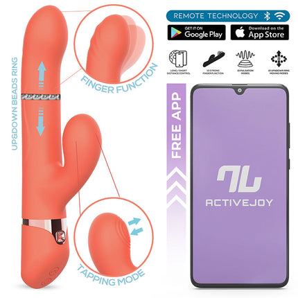 Intoyou - Mindy - Tapping Rabbit Vibrator met Klop-functie en App - Koraal Oranje-Erotiekvoordeel.nl