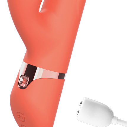 Intoyou - Mindy - Tapping Rabbit Vibrator met Klop-functie en App - Koraal Oranje-Erotiekvoordeel.nl