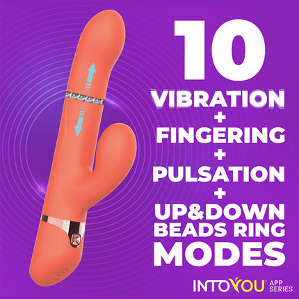 Intoyou - Mindy - Tapping Rabbit Vibrator met Klop-functie en App - Koraal Oranje-Erotiekvoordeel.nl