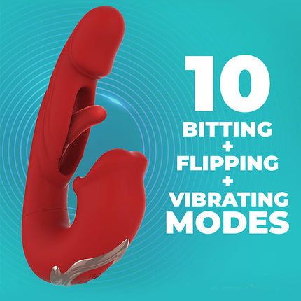 Intoyou - Mouty - Bitting & Flipping Rabbit Vibrator met App - Rood-Erotiekvoordeel.nl