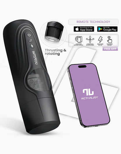 IY - Egor - App Bediende Masturbator met Trusting & Rotatie – Zwart-Erotiekvoordeel.nl