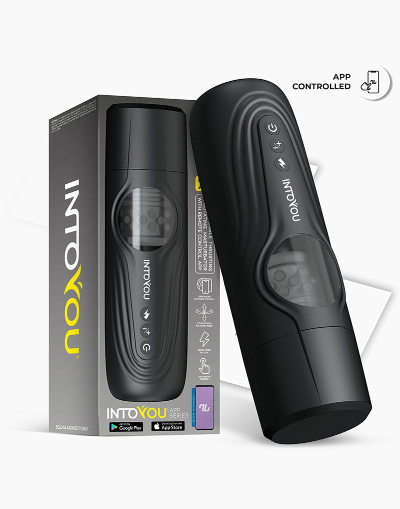 IY - Egor - App Bediende Masturbator met Trusting & Rotatie – Zwart-Erotiekvoordeel.nl