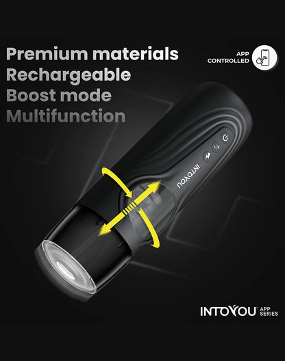 IY - Egor - App Bediende Masturbator met Trusting & Rotatie – Zwart-Erotiekvoordeel.nl