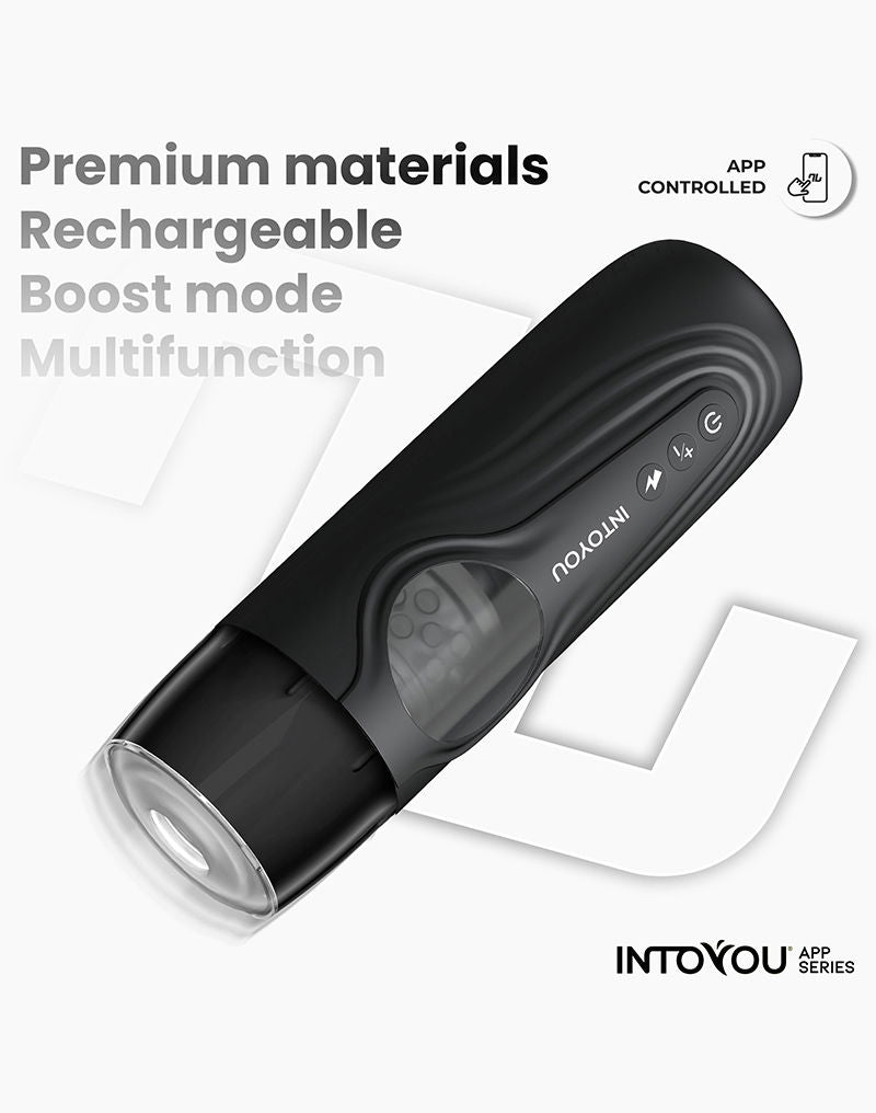 IY - Egor - App Bediende Masturbator met Trusting & Rotatie – Zwart-Erotiekvoordeel.nl