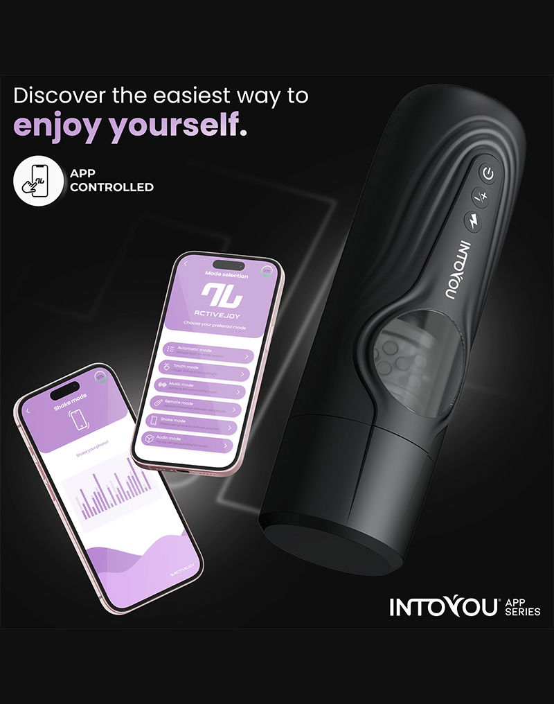 IY - Egor - App Bediende Masturbator met Trusting & Rotatie – Zwart-Erotiekvoordeel.nl