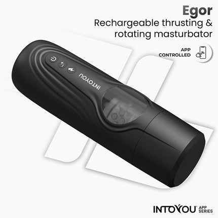 IY - Egor - App Bediende Masturbator met Trusting & Rotatie – Zwart-Erotiekvoordeel.nl