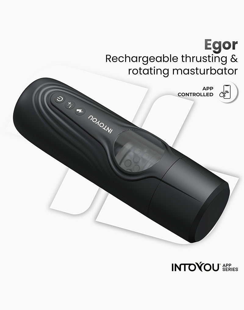 IY - Egor - App Bediende Masturbator met Trusting & Rotatie – Zwart-Erotiekvoordeel.nl