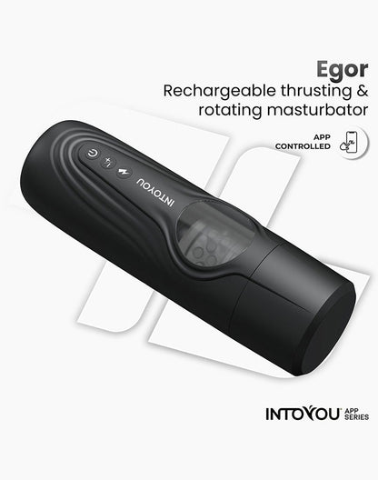 IY - Egor - App Bediende Masturbator met Trusting & Rotatie – Zwart-Erotiekvoordeel.nl