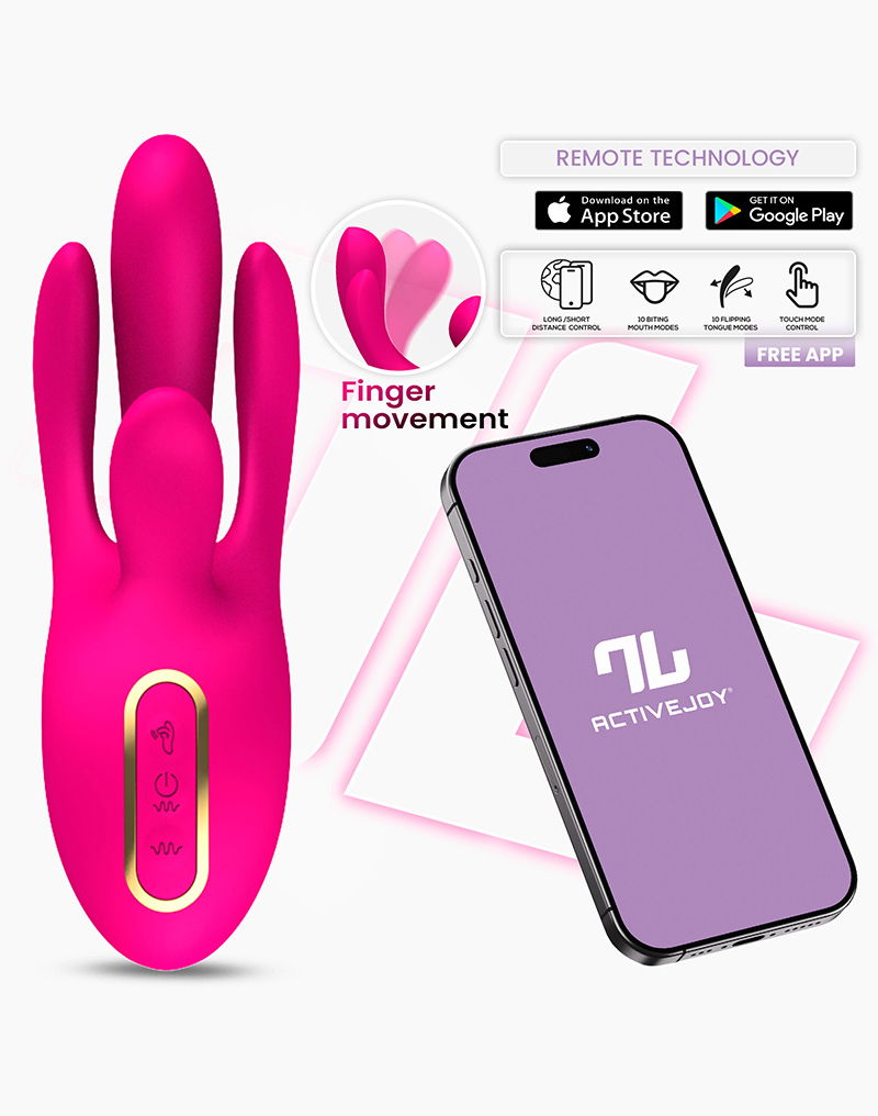 IY - Derek - Clitoris Vibrator - Bewegende Vingers - 3 motoren - App-bediening - Roze-Erotiekvoordeel.nl