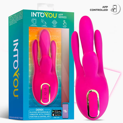 IY - Derek - Clitoris Vibrator - Bewegende Vingers - 3 motoren - App-bediening - Roze-Rimbastore.com