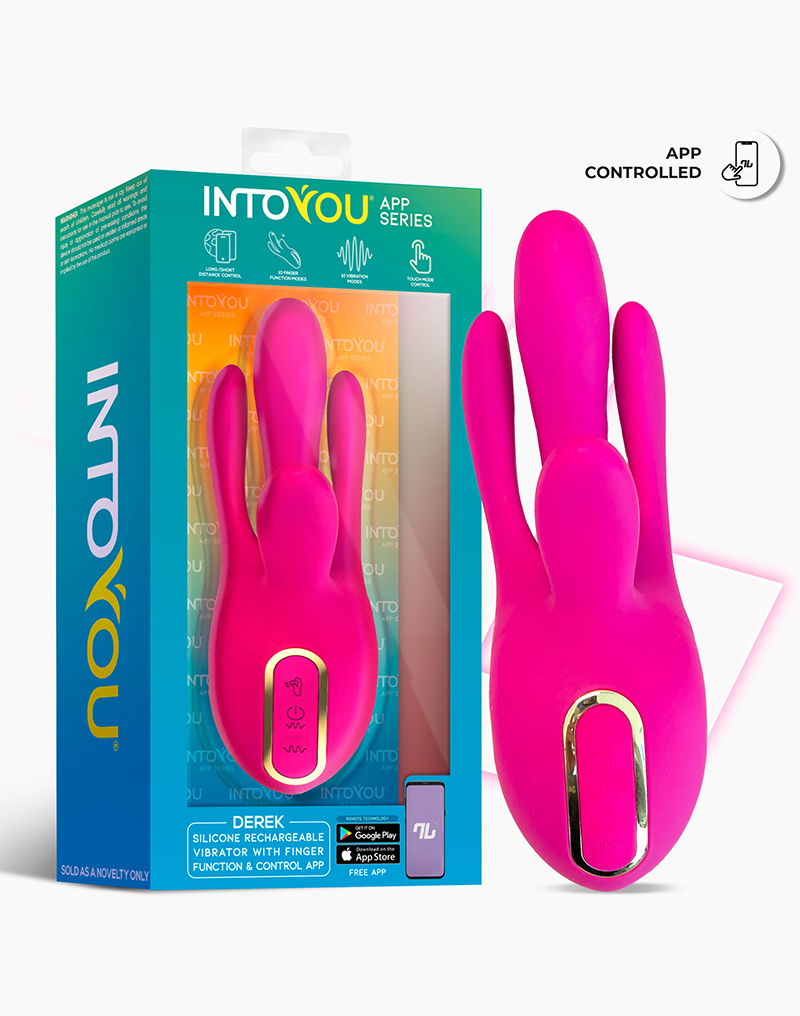 IY - Derek - Clitoris Vibrator - Bewegende Vingers - 3 motoren - App-bediening - Roze-Erotiekvoordeel.nl