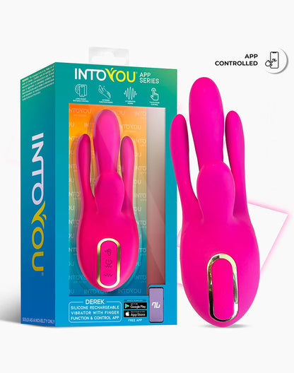 IY - Derek - Clitoris Vibrator - Bewegende Vingers - 3 motoren - App-bediening - Roze-Erotiekvoordeel.nl