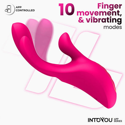 IY - Derek - Clitoris Vibrator - Bewegende Vingers - 3 motoren - App-bediening - Roze-Rimbastore.com