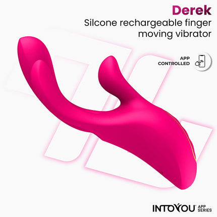 IY - Derek - Clitoris Vibrator - Bewegende Vingers - 3 motoren - App-bediening - Roze-Rimbastore.com