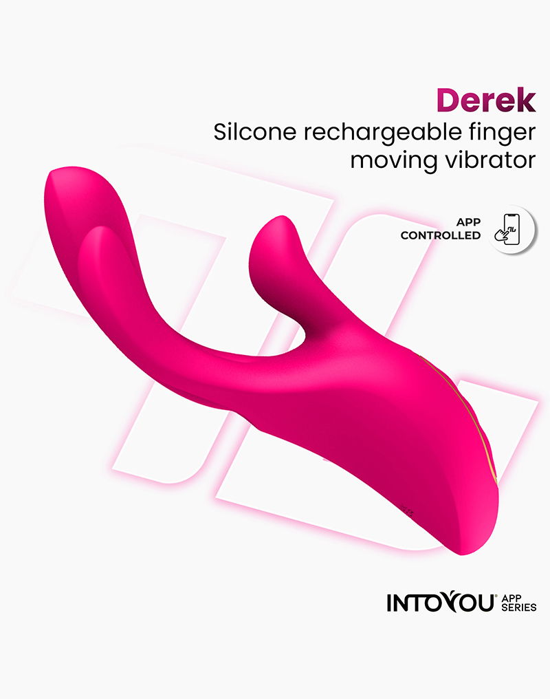 IY - Derek - Clitoris Vibrator - Bewegende Vingers - 3 motoren - App-bediening - Roze-Erotiekvoordeel.nl