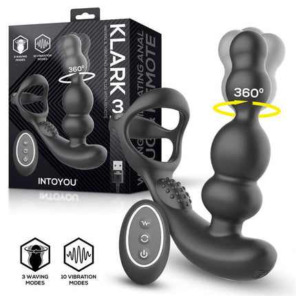 IY Klark - Rotierender & vibrierender Anal Plug mit Fernbedienung - Schwarz