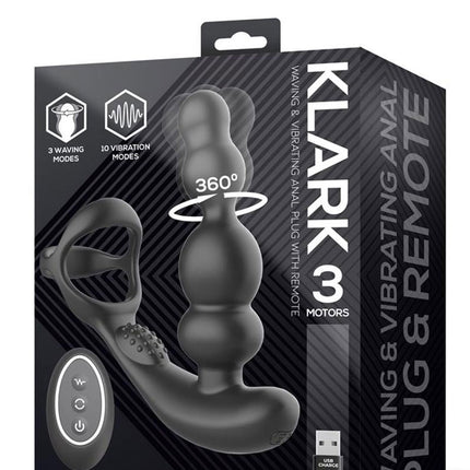 IY Klark - Rotierender & vibrierender Anal Plug mit Fernbedienung - Schwarz