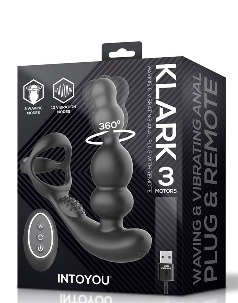 IY Klark - Plug Anal rotatif et Vibrant avec télécommande - Noir