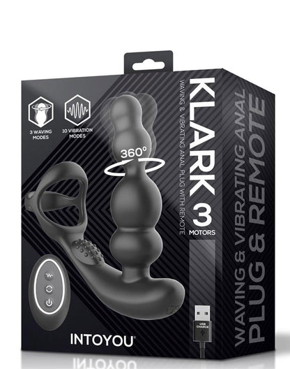 IY Klark - Plug Anal rotatif et Vibrant avec télécommande - Noir