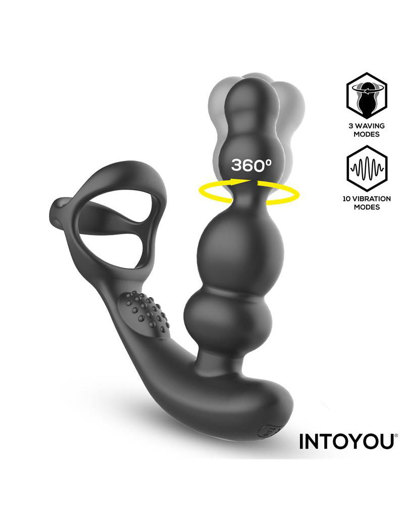 IY Klark - Plug Anal rotatif et Vibrant avec télécommande - Noir