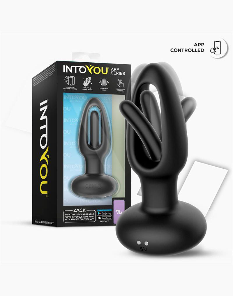 IY Zack - Anale plug met bewegende tong - Met App Control - Zwart-Erotiekvoordeel.nl