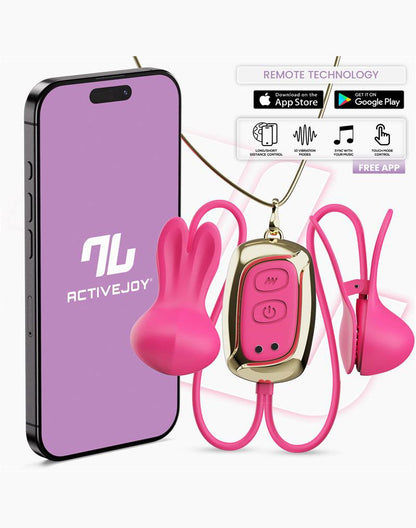 IY Tickly - Vibrerende Tepelklemmen met ketting - App Control - Roze-Erotiekvoordeel.nl