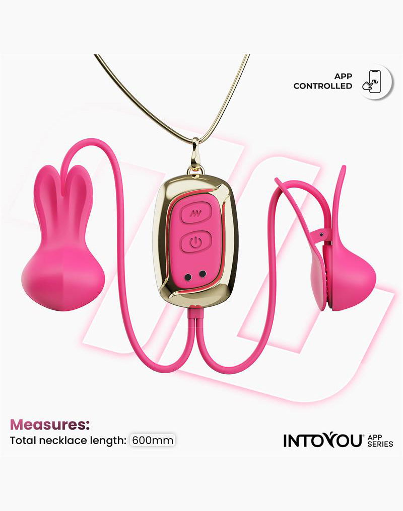 IY Tickly - Vibrerende Tepelklemmen met ketting - App Control - Roze-Erotiekvoordeel.nl