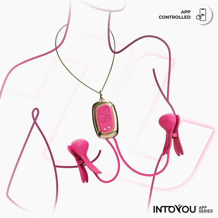 IY Tickly - Vibrerende Tepelklemmen met ketting - App Control - Roze-Erotiekvoordeel.nl