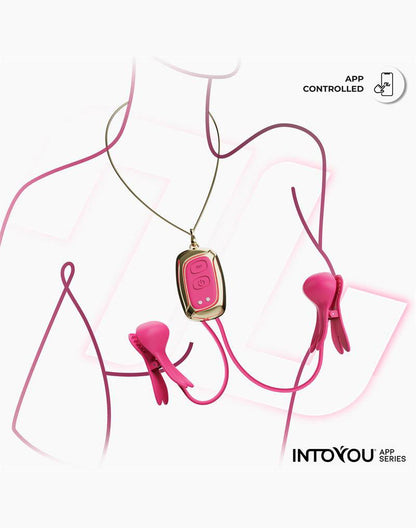 IY Tickly - Vibrerende Tepelklemmen met ketting - App Control - Roze-Erotiekvoordeel.nl
