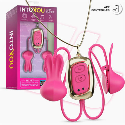 IY Tickly - Vibrerende Tepelklemmen met ketting - App Control - Roze-Erotiekvoordeel.nl