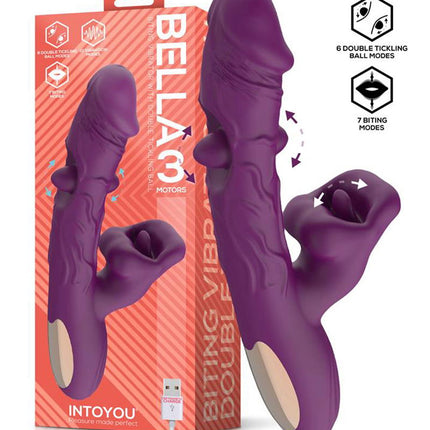 IY – Bella Triple Motor Vibrator met Dubbele Kietelbal en Knabbelfunctie – Paars-Erotiekvoordeel.nl