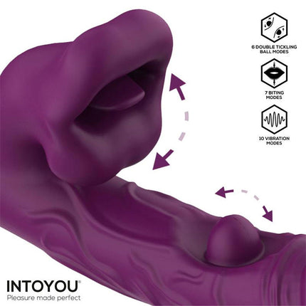 IY – Bella Triple Motor Vibrator met Dubbele Kietelbal en Knabbelfunctie – Paars-Erotiekvoordeel.nl