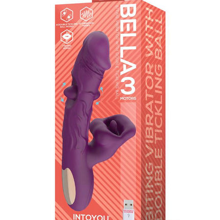 IY – Bella Triple Motor Vibrator met Dubbele Kietelbal en Knabbelfunctie – Paars-Erotiekvoordeel.nl