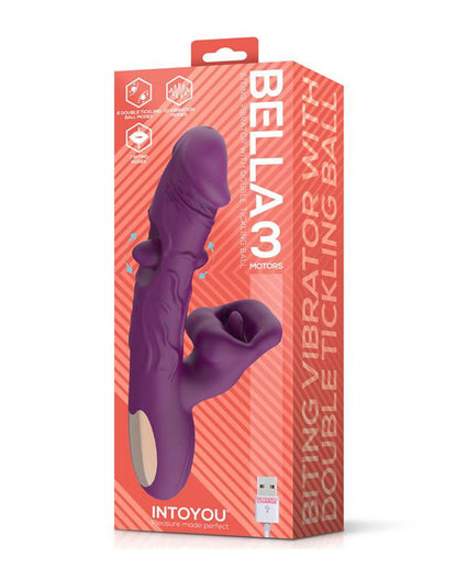 IY – Bella Triple Motor Vibrator met Dubbele Kietelbal en Knabbelfunctie – Paars-Erotiekvoordeel.nl