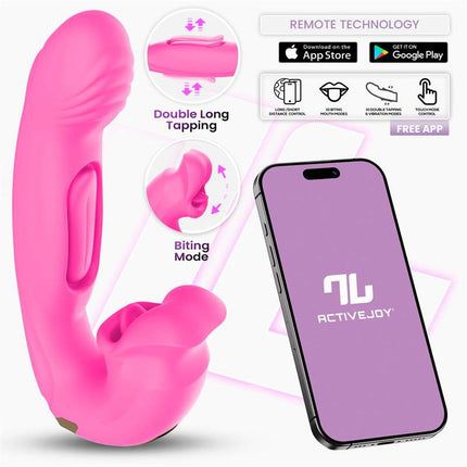 IY - Bimby - Knabbelende en Dubbel Tapping Vibrator - App Control - Roze-Erotiekvoordeel.nl