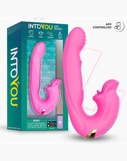 IY - Bimby - Knabbelende en Dubbel Tapping Vibrator - App Control - Roze-Erotiekvoordeel.nl
