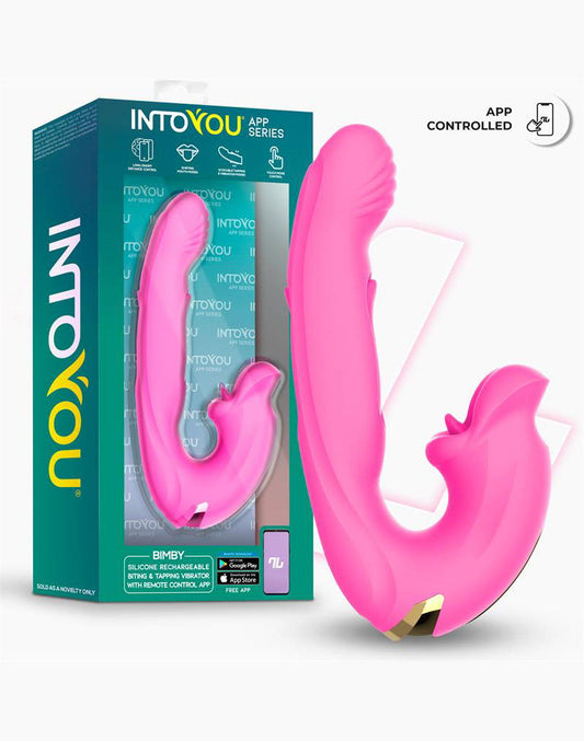 IY - Bimby - Knabbelende en Dubbel Tapping Vibrator - App Control - Roze-Erotiekvoordeel.nl