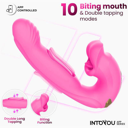 IY - Bimby - Knabbelende en Dubbel Tapping Vibrator - App Control - Roze-Erotiekvoordeel.nl