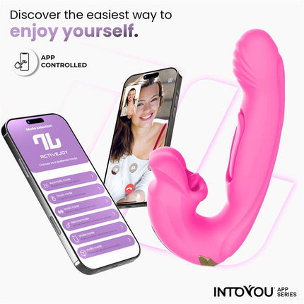 IY - Bimby - Knabbelende en Dubbel Tapping Vibrator - App Control - Roze-Erotiekvoordeel.nl