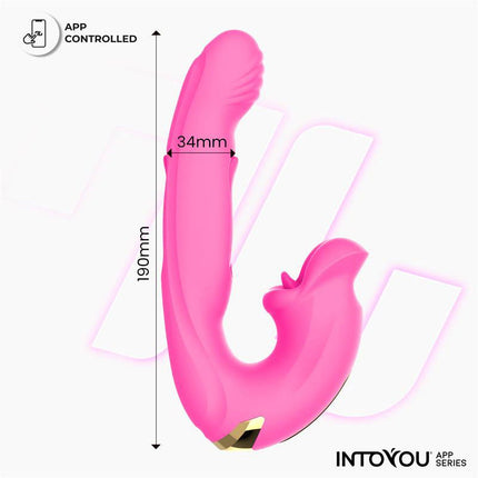 IY - Bimby - Knabbelende en Dubbel Tapping Vibrator - App Control - Roze-Erotiekvoordeel.nl