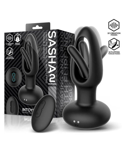 IY Sasha - Vibrerende Buttplug met Bewegend Tongetje en Afstandsbediening - Zwart-Erotiekvoordeel.nl