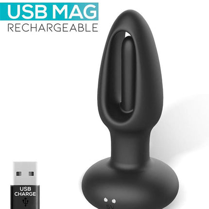 IY Sasha - Vibrerende Buttplug met Bewegend Tongetje en Afstandsbediening - Zwart-Rimbastore.com