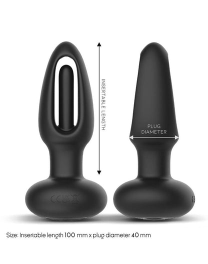IY Sasha - Vibrerende Buttplug met Bewegend Tongetje en Afstandsbediening - Zwart-Erotiekvoordeel.nl